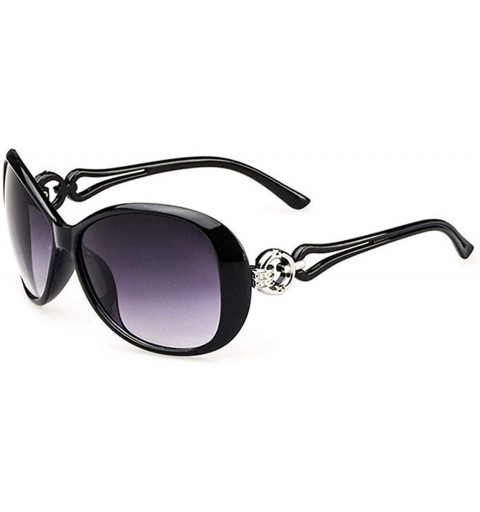 Oval Women Fashion Oval Shape UV400 Framed Sunglasses Sunglasses - Black - C41970M25LD $17.79