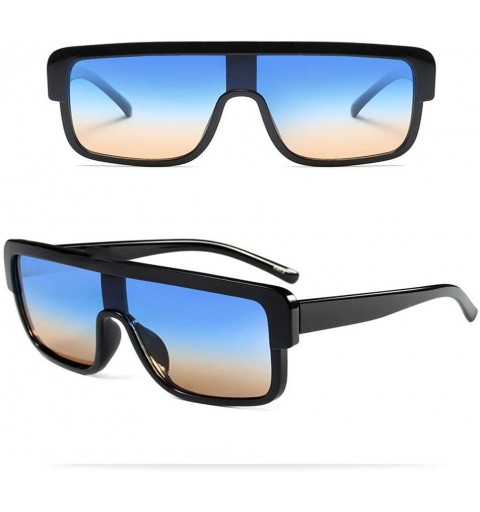 Oversized Fashion Cool Square Shield Style Oversized Sunglasses Gradient Brand Design Sun Glasses - 3 - CP18R3084SY $24.81