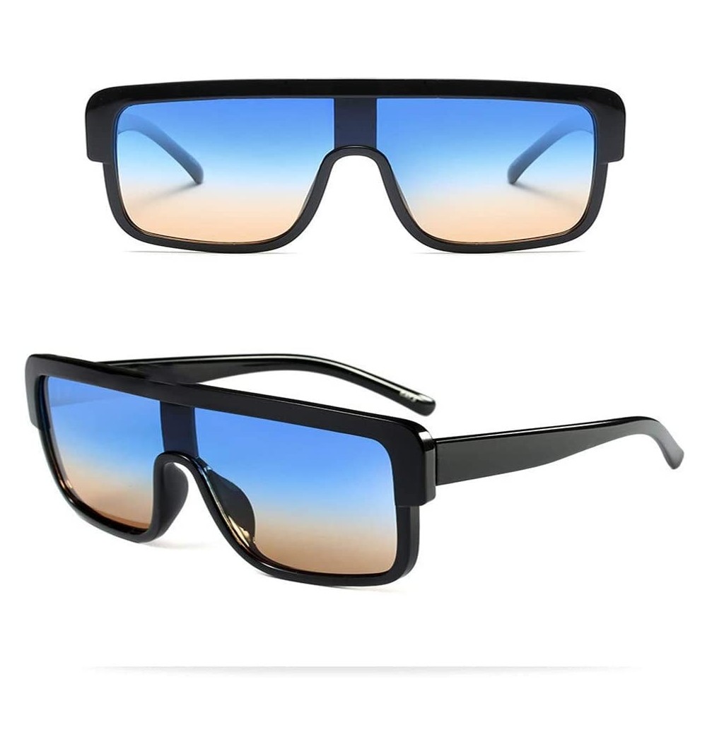 Oversized Fashion Cool Square Shield Style Oversized Sunglasses Gradient Brand Design Sun Glasses - 3 - CP18R3084SY $24.81