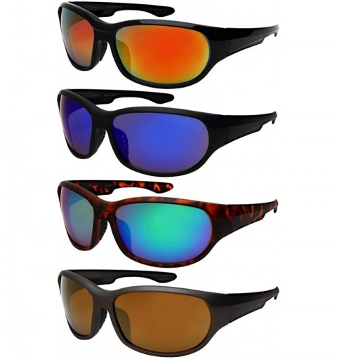 Wrap Wrap Shaped Sport Sunglasses 570109MT - Black Frame/Red Mirrored Lens - C918H3O0AAN $13.29