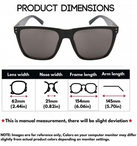 Oversized Extra Large Fit Black Retro Square Rectangular Wide Frame Sunglasses Spring Hinge for Men Women 147MM-152MM - C6195...