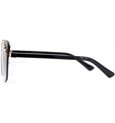 Cat Eye Womens Rimless Top Brow Trim Rhinestone Cat Eye Sunglasses - Gold Black Smoke - CU18U9ER88H $11.50