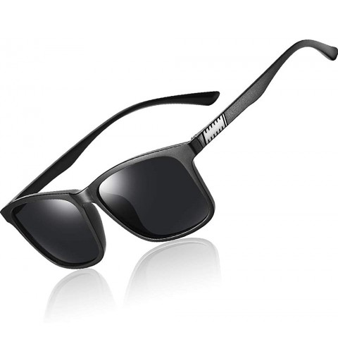 Rectangular Polarized 80's Retro Classic Trendy Stylish Ray Sunglasses for Men Women - Black - C3195UGX70O $11.61