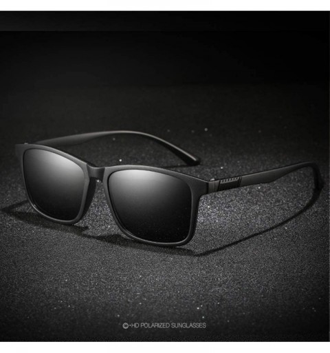 Rectangular Polarized 80's Retro Classic Trendy Stylish Ray Sunglasses for Men Women - Black - C3195UGX70O $11.61