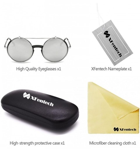 Round Women Fashion Party Fancy Retro Eyeglasses Eyewear Classic Outdoor Round Flip Up Sunglasses - Black/Silver - C11805MAE8...