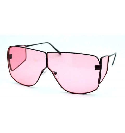 Shield Futuristic Robotic Disco Shield Metal Rim Oversize Sunglasses - Black Pink - CW18WDWZYO6 $26.95