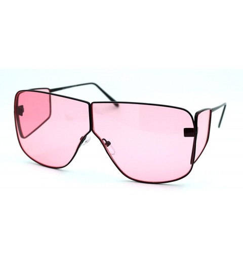 Shield Futuristic Robotic Disco Shield Metal Rim Oversize Sunglasses - Black Pink - CW18WDWZYO6 $9.72