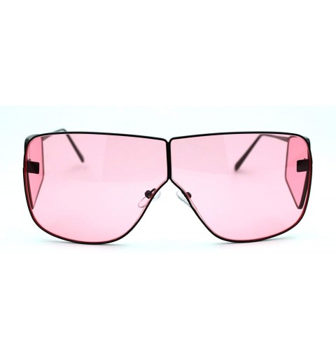 Shield Futuristic Robotic Disco Shield Metal Rim Oversize Sunglasses - Black Pink - CW18WDWZYO6 $9.72