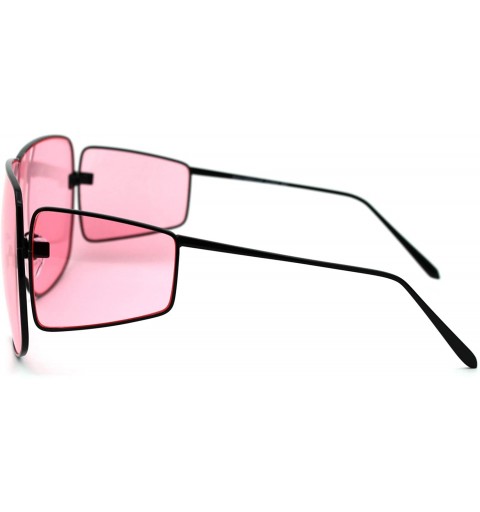 Shield Futuristic Robotic Disco Shield Metal Rim Oversize Sunglasses - Black Pink - CW18WDWZYO6 $9.72