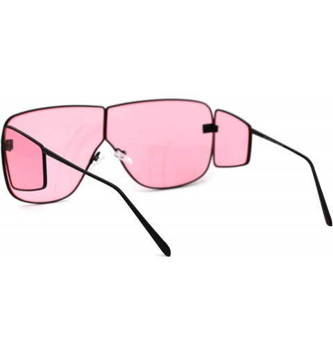 Shield Futuristic Robotic Disco Shield Metal Rim Oversize Sunglasses - Black Pink - CW18WDWZYO6 $9.72