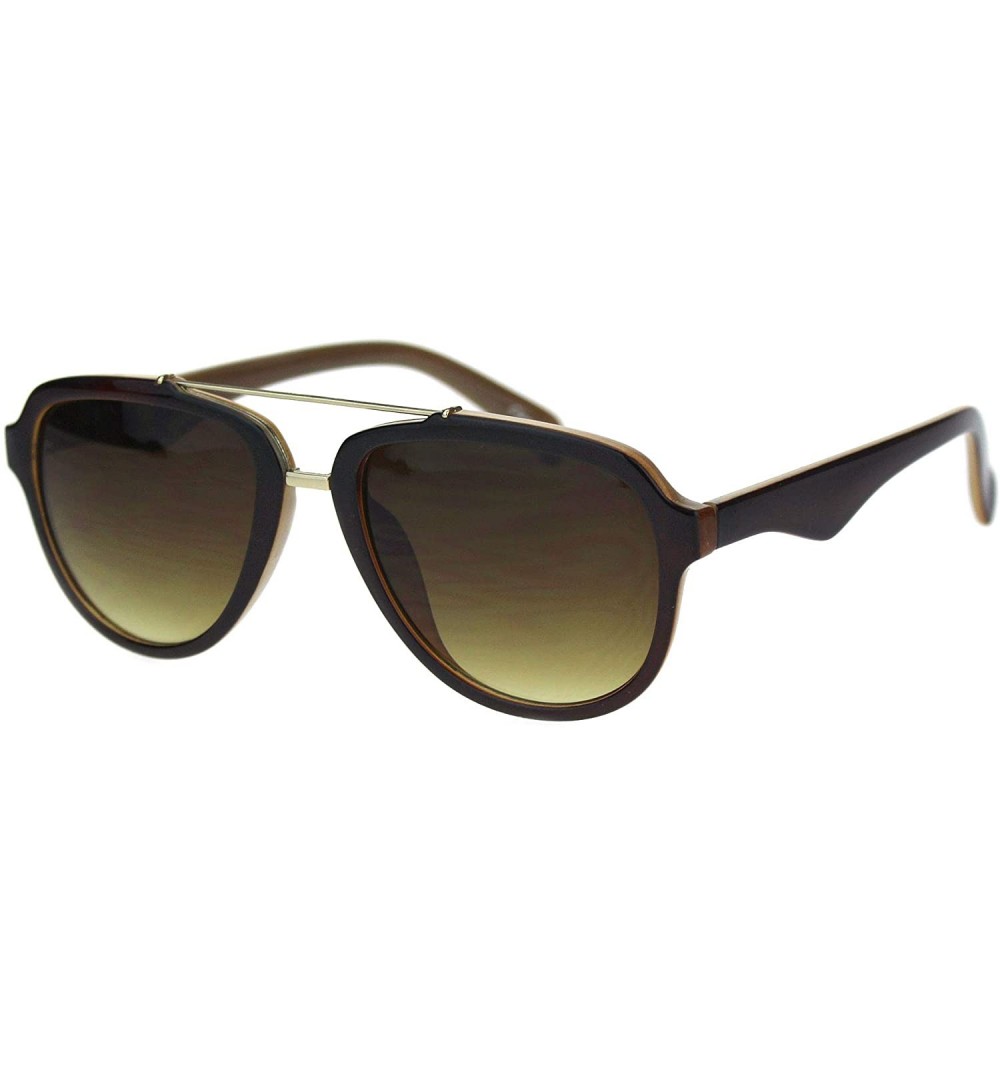 Aviator Mod Plastic Racer Fashion Sunglasses - All Brown - CO18M58LMIM $9.01