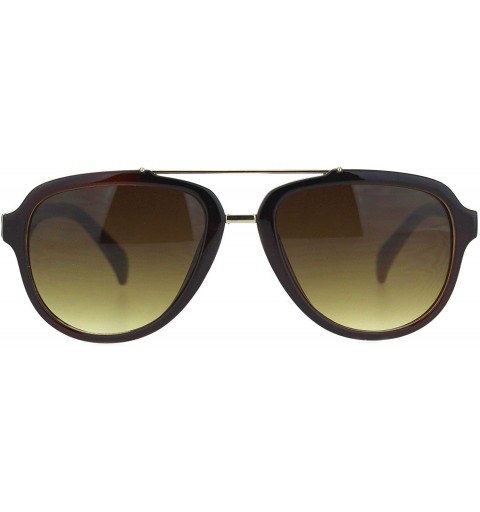 Aviator Mod Plastic Racer Fashion Sunglasses - All Brown - CO18M58LMIM $9.01