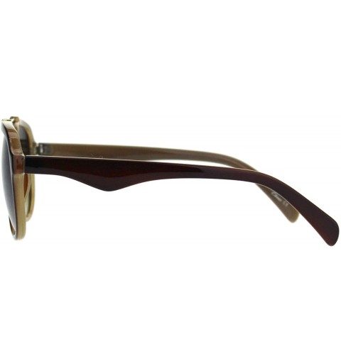 Aviator Mod Plastic Racer Fashion Sunglasses - All Brown - CO18M58LMIM $9.01