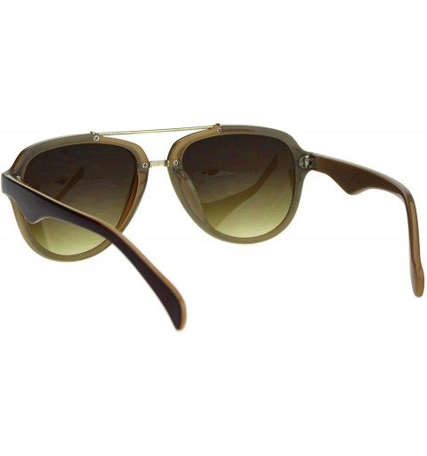 Aviator Mod Plastic Racer Fashion Sunglasses - All Brown - CO18M58LMIM $9.01