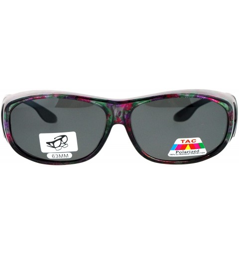 Oval Polarized Lens OTG Sunglasses Fit Over Glasses Oval Rectangular Anti-Glare - Floral Print - CN188LI2HUE $10.70