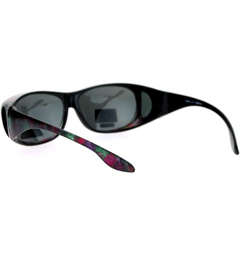 Oval Polarized Lens OTG Sunglasses Fit Over Glasses Oval Rectangular Anti-Glare - Floral Print - CN188LI2HUE $10.70