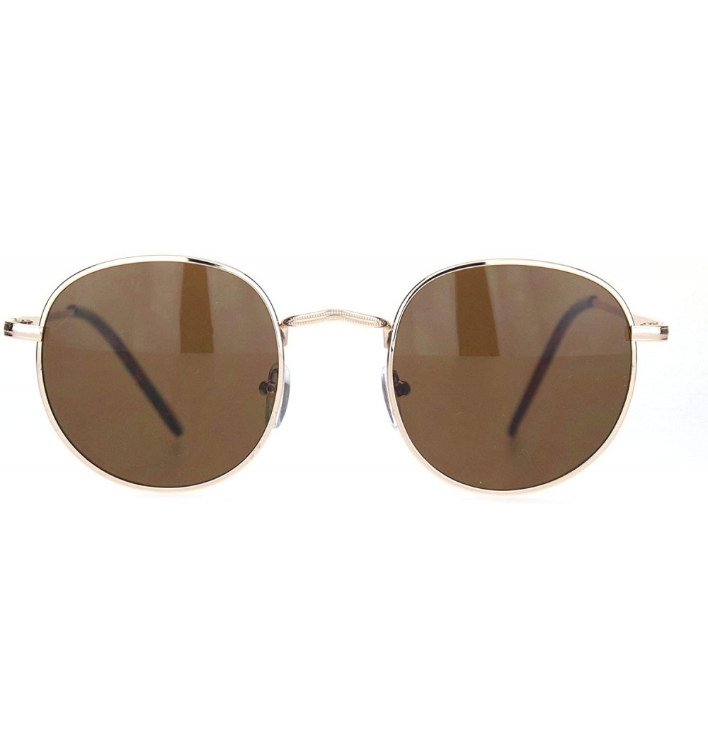 Rectangular Mens 90s Rectangular Metal Rim Dad Shade Sunglasses - Gold Solid Brown - CV18O28L57G $8.60