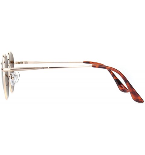Rectangular Mens 90s Rectangular Metal Rim Dad Shade Sunglasses - Gold Solid Brown - CV18O28L57G $8.60