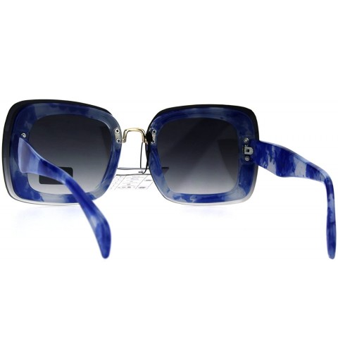 Rimless Rimless Rectangular Luxury Designer Fashion Womens Plastic Sunglasses - Blue Marble - CA182SCXRGK $11.83