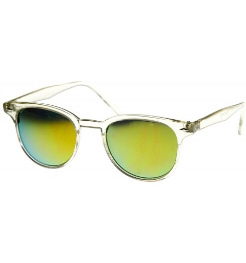 Wayfarer Small Retro P3 Horn Rimmed Sunglasses with Color Mirror Lens (Clear Sun) - CL11E88OVIJ $8.62