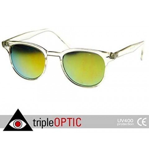 Wayfarer Small Retro P3 Horn Rimmed Sunglasses with Color Mirror Lens (Clear Sun) - CL11E88OVIJ $8.62