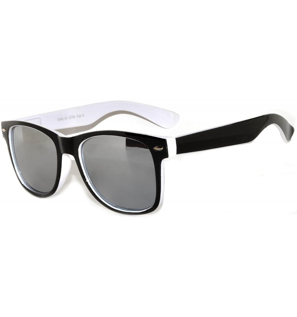 Wayfarer New Fashion Retro 2 Tone Vintage Style Sunglasses Mirror Lens. (White-Black-Mirror- Mirror) - White-black-mirror - C...