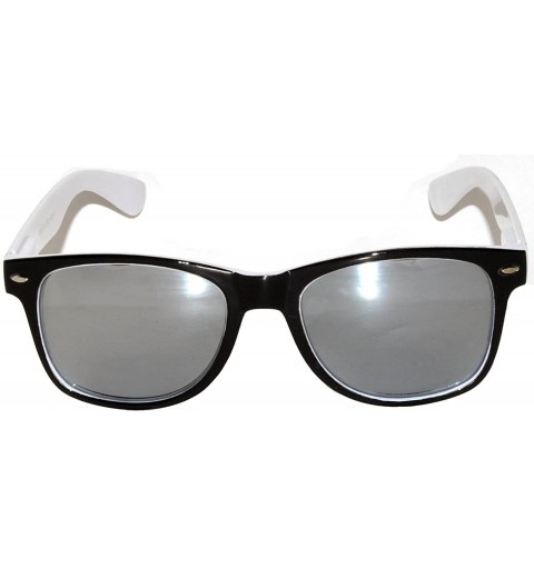 Wayfarer New Fashion Retro 2 Tone Vintage Style Sunglasses Mirror Lens. (White-Black-Mirror- Mirror) - White-black-mirror - C...