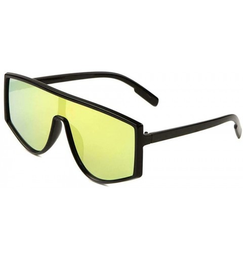 Wrap Flat Top Shield One Piece Lens Wrap Around Sunglasses - Black Frame - CP18WO9YZ0R $7.54