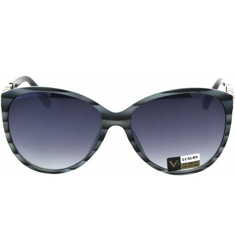 Butterfly Womens Rhinestone Jewel Designer Fashion Butterfly Plastic Sunglasses - Blue Stripe - CQ18E669Z75 $10.17