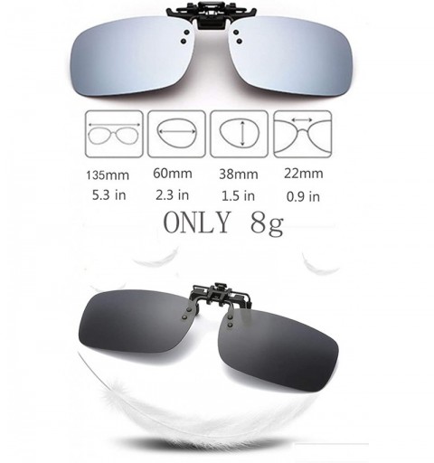 Rectangular Polarized Clip-on Sunglasses Anti-Glare Driving Glasses for Prescription Glasses - Black ＆ Silver - CW1929UAWN2 $...