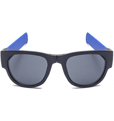 Square Unisex Wrist Slapping Foldable Sunglasses Unique For The Active Lifestly Lens 52mm - Blue/Black - CM12LG0G9HH $12.26