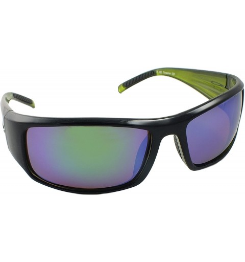 Sport Thresher Polarized Sunglasses- Green Backspray Inside Black Frame- Green Mirror Lens - CH11PL98USV $50.87