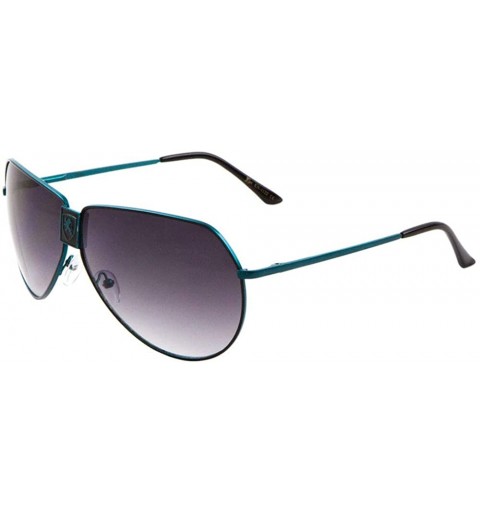 Aviator Geometric Top Round Modern Aviator Sunglasses - Smoke Blue - C8199GAYYAR $41.54