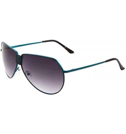 Aviator Geometric Top Round Modern Aviator Sunglasses - Smoke Blue - C8199GAYYAR $20.31