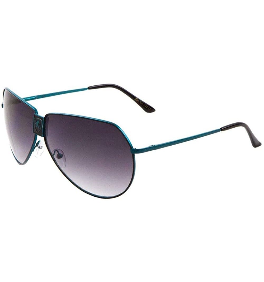 Aviator Geometric Top Round Modern Aviator Sunglasses - Smoke Blue - C8199GAYYAR $20.31