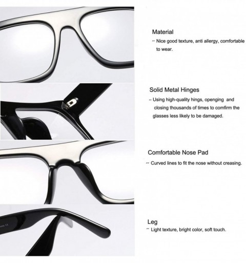 Aviator Unisex Large Square Optical Eyewear Non-prescription Eyeglasses Flat Top Clear Lens Glasses Frames - Blue - C618NA9LA...