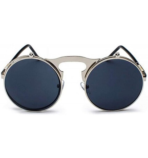 Goggle Metal Steampunk Sunglasses Women Fashion Round Glasses Vintage Sun Female UV400 Eyewear Shades - Goldgray - CM198A4754...