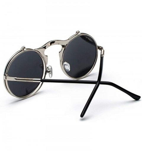 Goggle Metal Steampunk Sunglasses Women Fashion Round Glasses Vintage Sun Female UV400 Eyewear Shades - Goldgray - CM198A4754...