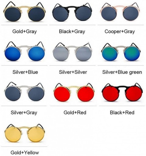 Goggle Metal Steampunk Sunglasses Women Fashion Round Glasses Vintage Sun Female UV400 Eyewear Shades - Goldgray - CM198A4754...