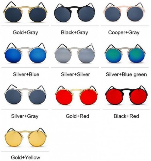 Goggle Metal Steampunk Sunglasses Women Fashion Round Glasses Vintage Sun Female UV400 Eyewear Shades - Goldgray - CM198A4754...