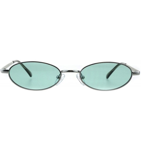 Round Mens Narrow Oval Metal Rim Classic Pimp Sunglasses - Silver Green - C818GGLMNDG $7.80