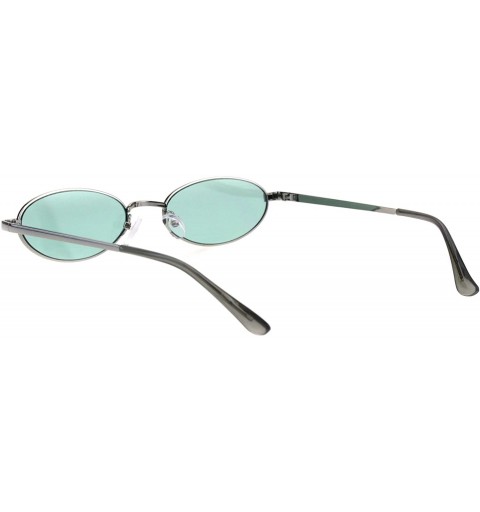 Round Mens Narrow Oval Metal Rim Classic Pimp Sunglasses - Silver Green - C818GGLMNDG $7.80