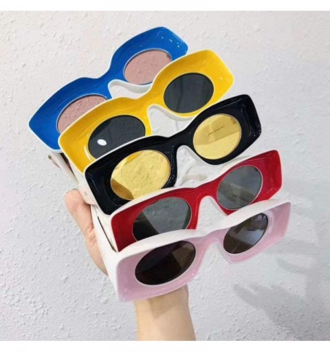 Rectangular Fashion square Small Frame Men Glasses Brand Designer Retro Rectangular Ladies Sunglasses - Red - C818WECLUT3 $14.38