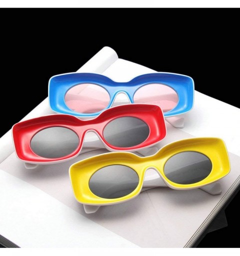 Rectangular Fashion square Small Frame Men Glasses Brand Designer Retro Rectangular Ladies Sunglasses - Red - C818WECLUT3 $14.38