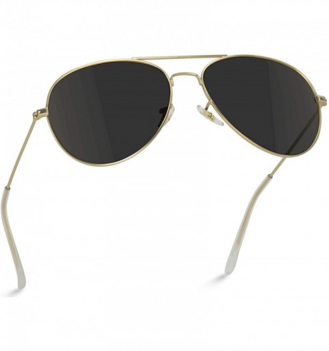Oversized Polarized Metal Frame Pilot Style Aviator Sunglasses - Gold Frame / Black Lens - CM12BPFNXC7 $23.21