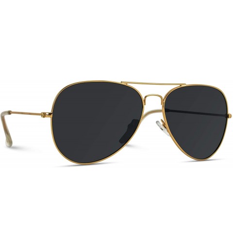 Oversized Polarized Metal Frame Pilot Style Aviator Sunglasses - Gold Frame / Black Lens - CM12BPFNXC7 $23.21