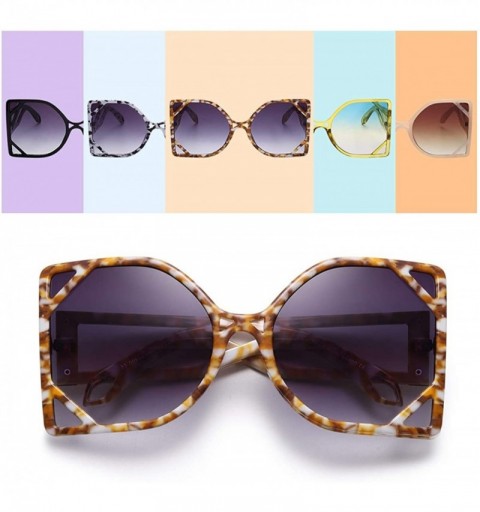 Square Fashion Oversized Designer Square Sunglasses for Women Trendy Big Flat Top Mirrored Lens Gradient Eyewear Shades - CQ1...