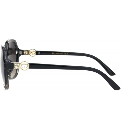 Oversized Womens Rhinestone Jewel Luxury Large Rectangular Butterfly Plastic Sunglasses - Black Tortoise Smoke - CZ18HZGUAD4 ...