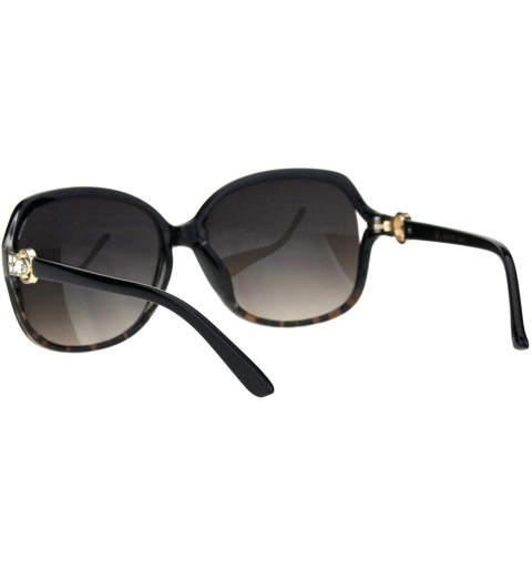 Oversized Womens Rhinestone Jewel Luxury Large Rectangular Butterfly Plastic Sunglasses - Black Tortoise Smoke - CZ18HZGUAD4 ...