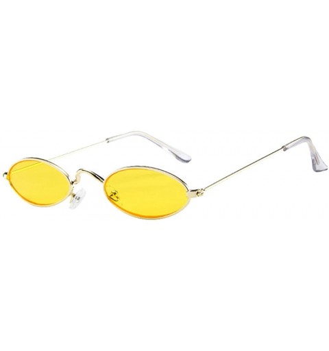 Oval Mens Womens Retro Small Oval Sunglasses Metal Frame Shades Eyewear Sunglasses - D - CY196DIMSRN $20.06